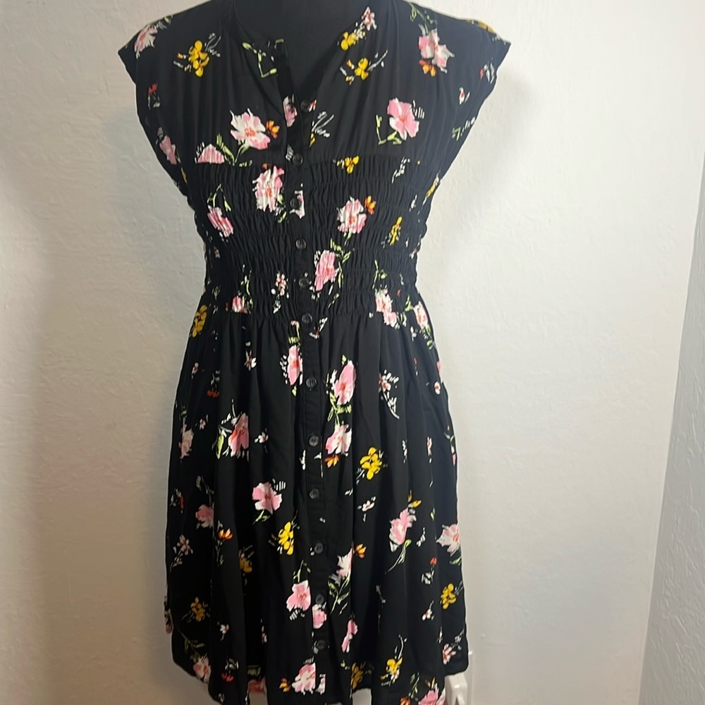 Free People size S small Black floral‎ dress Greatest Day